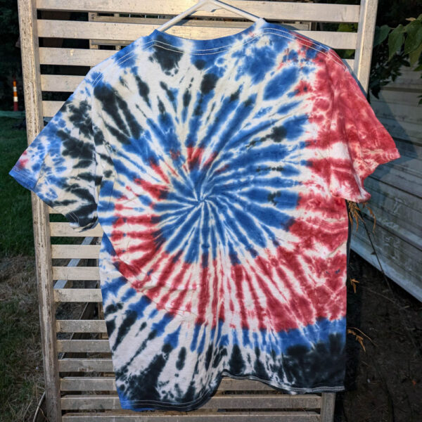 Blue Black and Red Spiral (Medium) Unisex T-shirt - Image 2