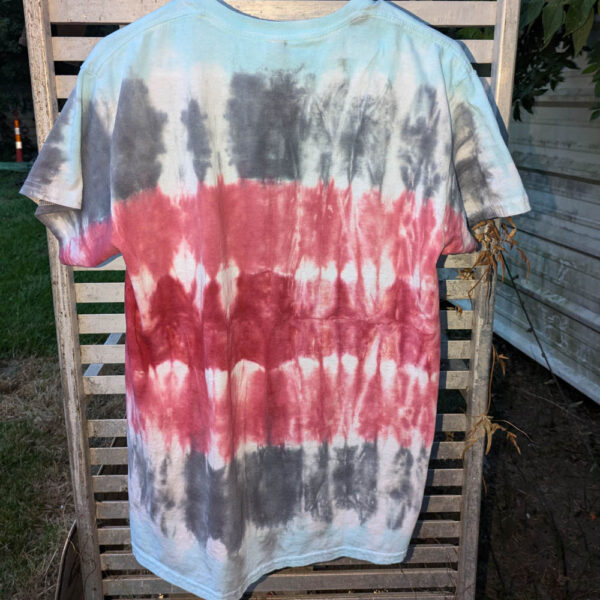 Red Blue and Grey Stripe (Medium) Unisex T-Shirt - Image 2