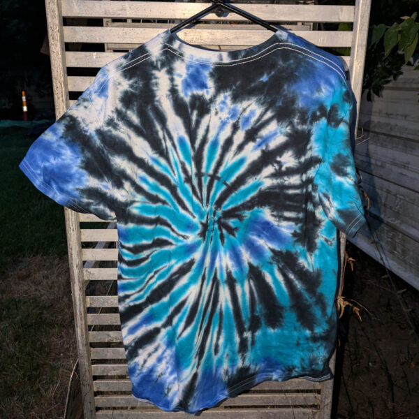 Blue and Black Spiral (Large) Unisex T-Shirt - Image 2