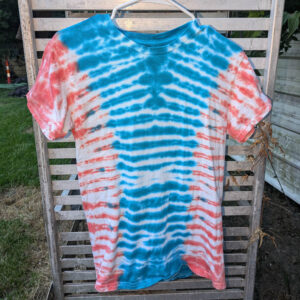 Coral Pink and Blue Pleat (Small) Unisex T-Shirt