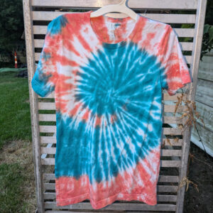 Coral Pink and Blue Spiral (X-Small) Unisex T-Shirt