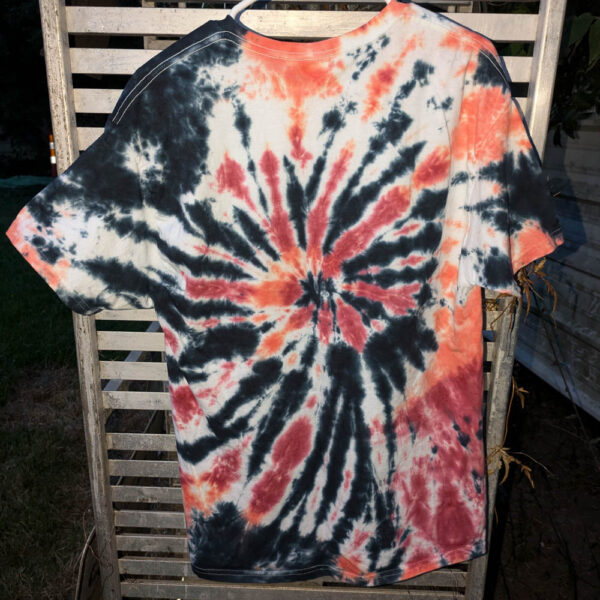 Red Black and Orange Spiral (Large) Unisex T-shirt - Image 2